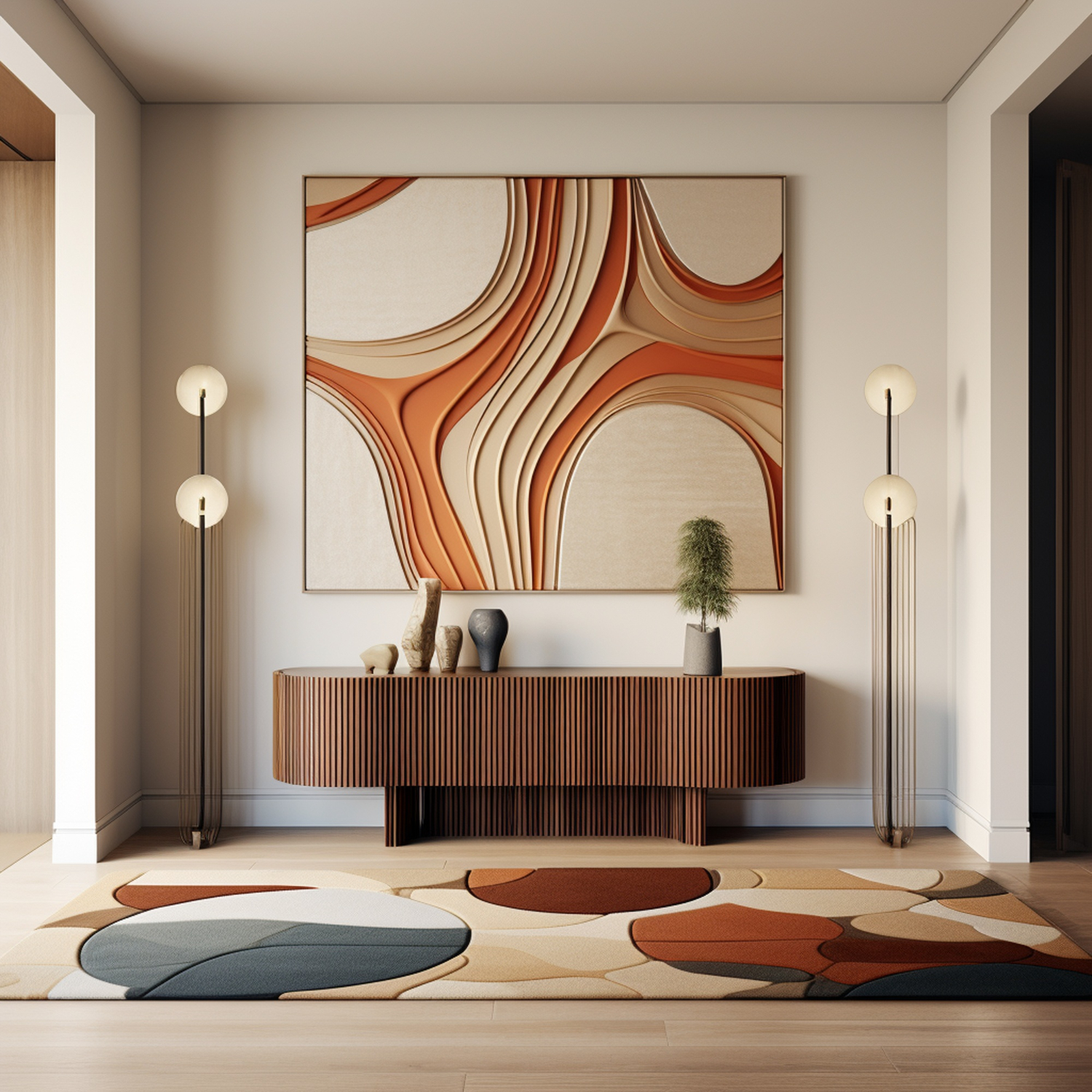 Elevate Your Living Room with Abstract Wall Design